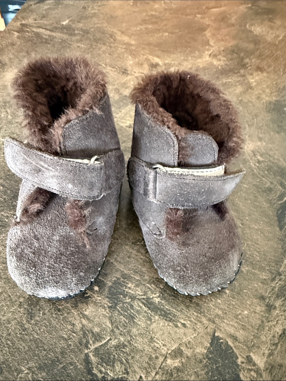 pediped Brown Faux-Suede Fur-Lined Toddler Boots with Hook-and-Loop Strap